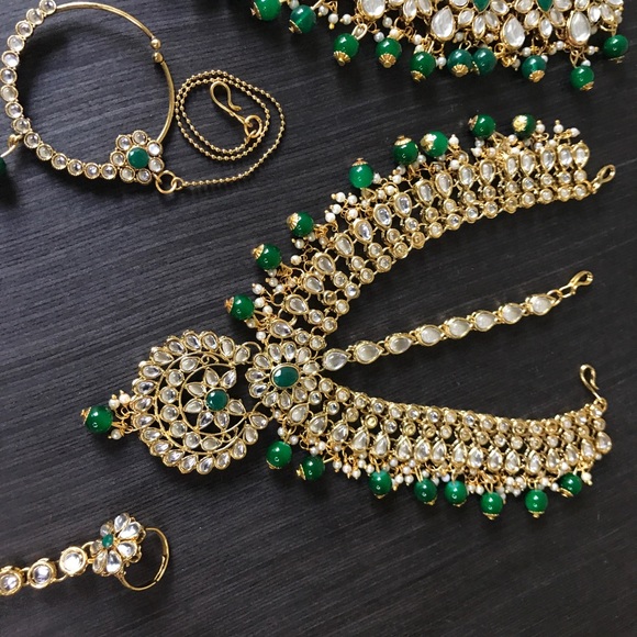 Green kundan bridal set